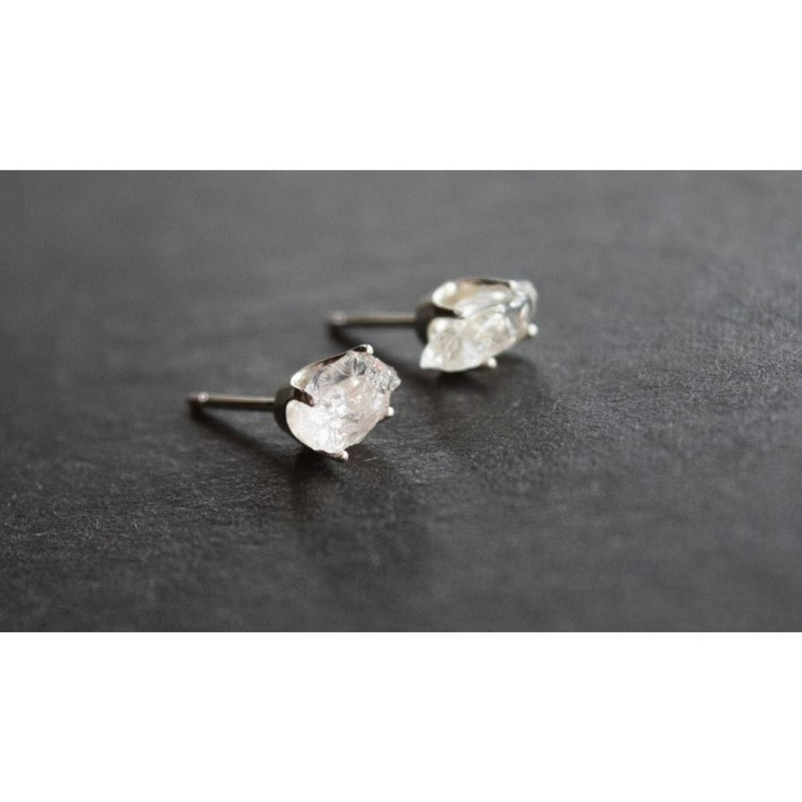 raw stone earrings, natural gemstone studs in sterling silver, crystal e…
