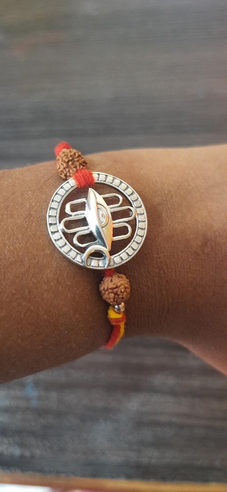 Shiva Third Eye Chandramaa Silver Rudraksha Pendant Moli Bracelet,Shiva Eye