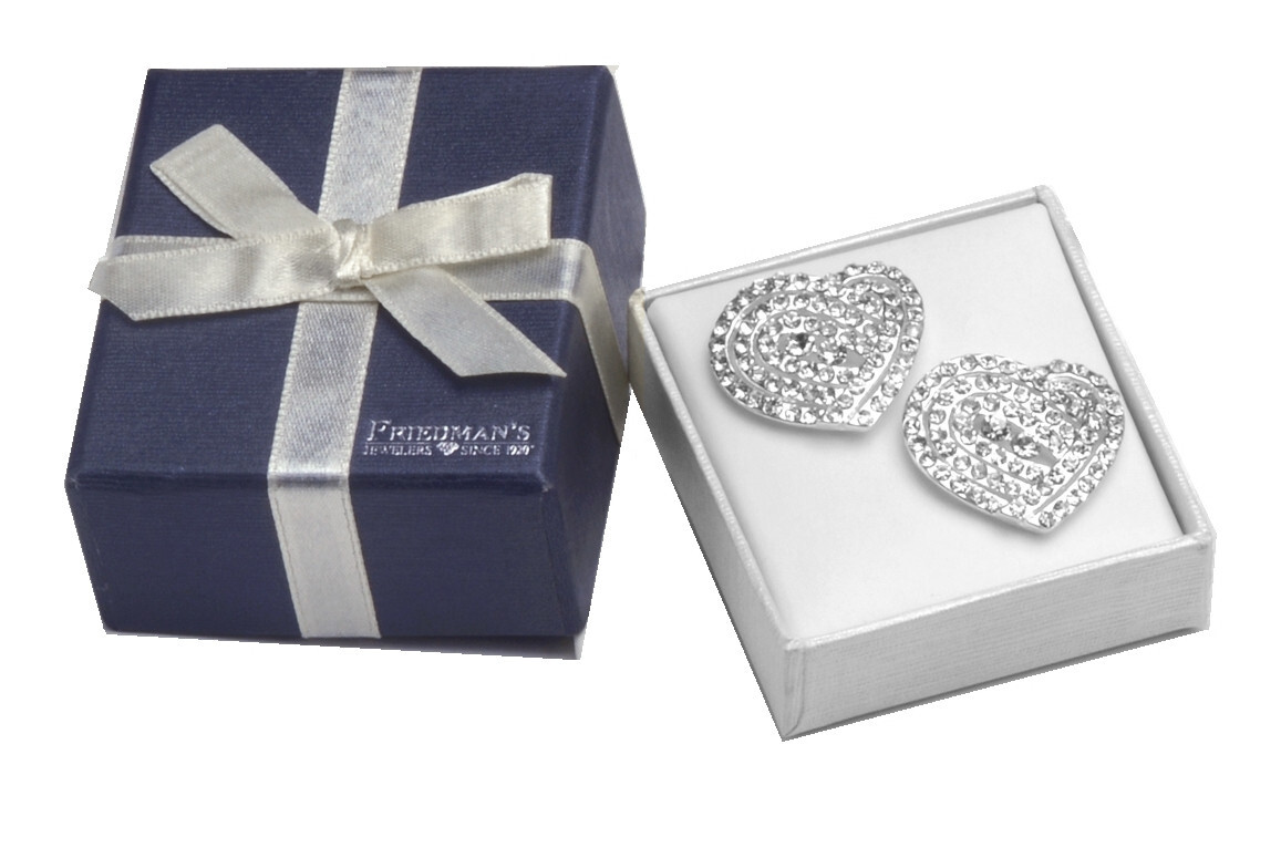 Crystal Heart & Strand Faux Pearl Necklace Bracelet Earring Set Bridal Prom NIB