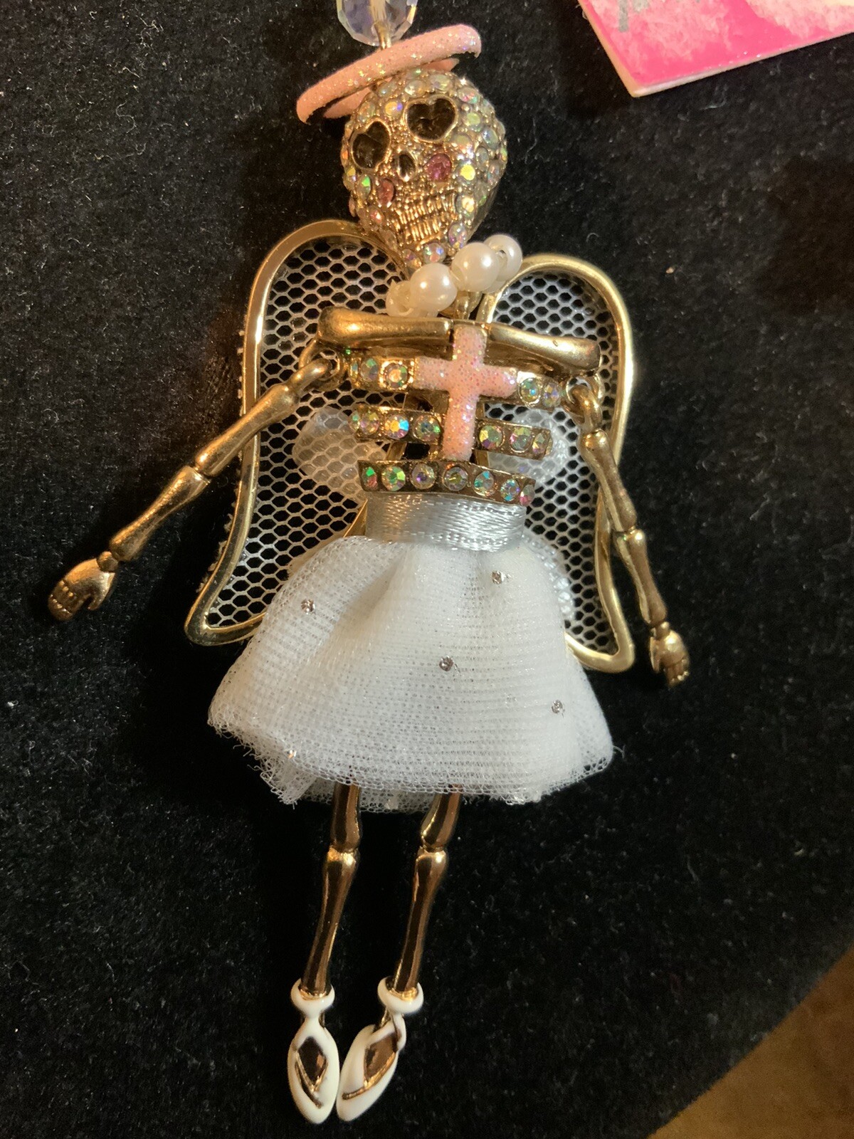 Betsey Johnson White Angel with Dangling Devil Necklace Extremely Rare – 1