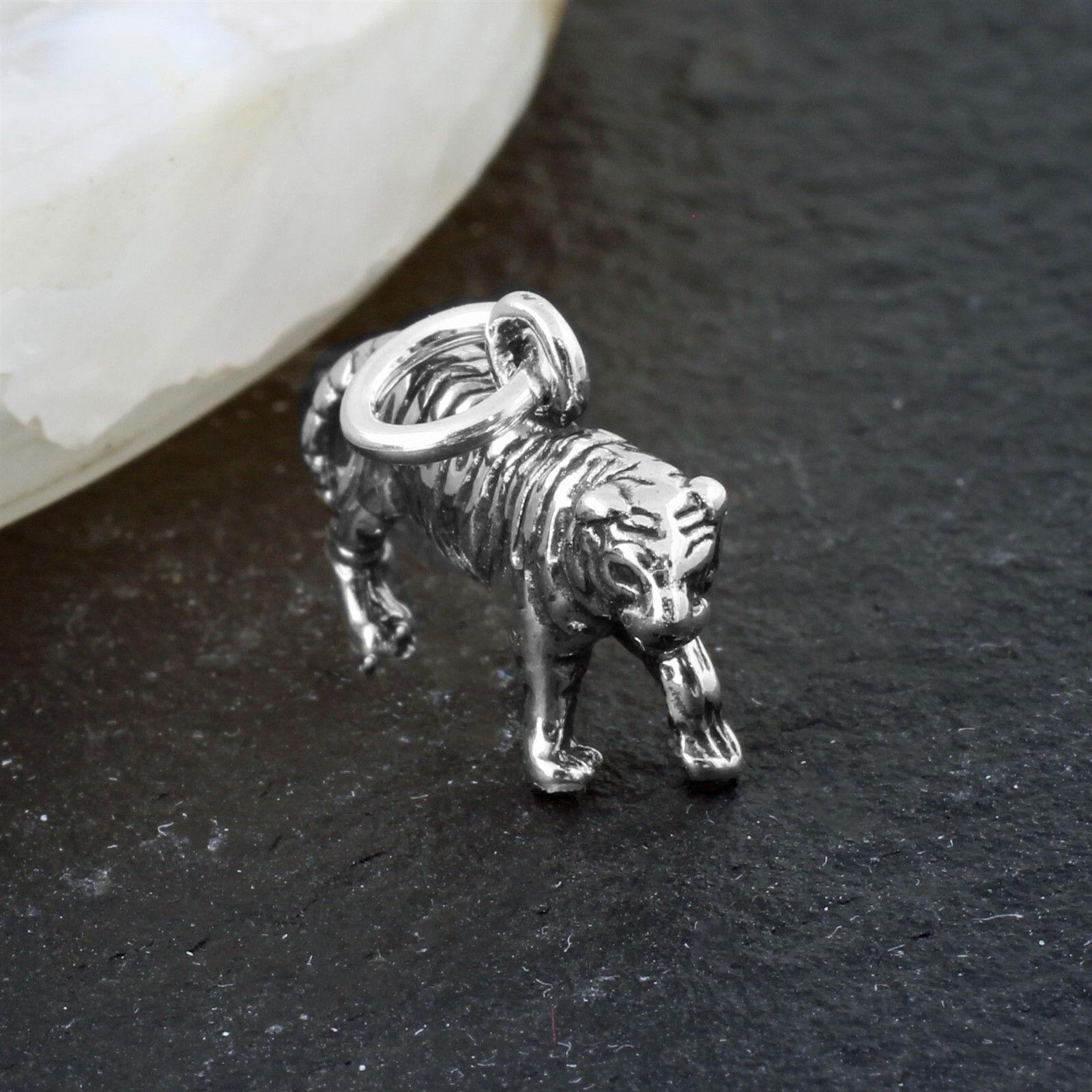 Guaranteed 925 Sterling Silver Detailed 3D Tiger Big Cat Charm Pendant