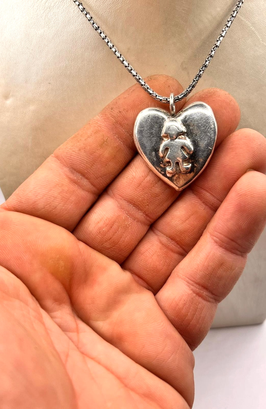 Sterling Silver Heart Child Girl Pendant Necklace Stamped 925 Box Chain