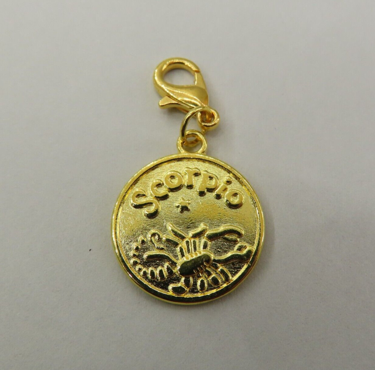 SCORPIO Zodiac Sign Charm Zipper Pull Keychain Add On Clip Gold Tone Horoscope