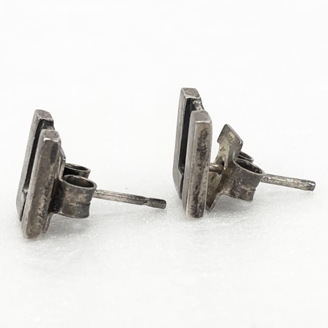 GUCCI Earrings Ssterling Silver 925 Stud Type G Logo Motif Engraved 1cm x 0.8cm