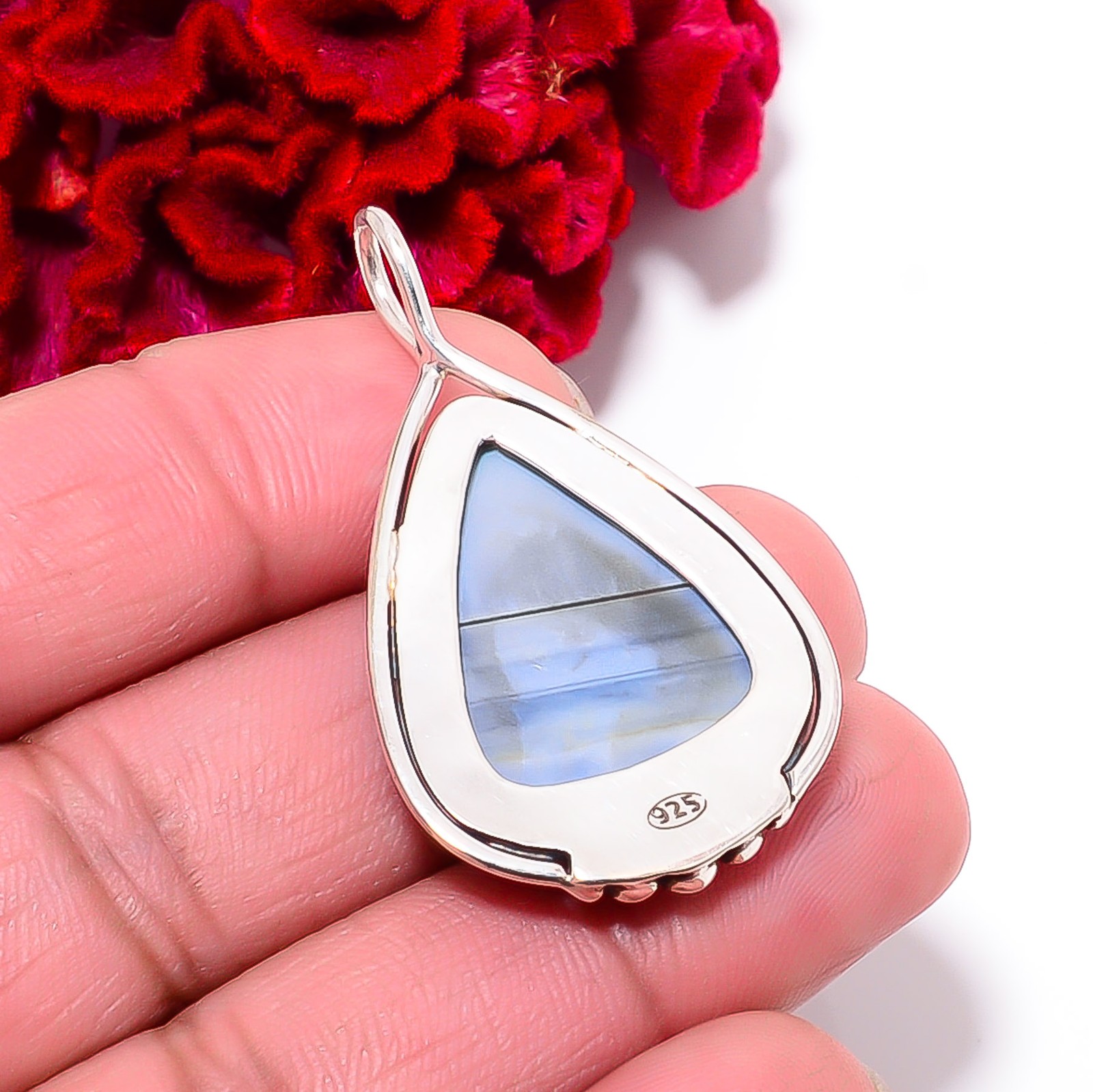 Blue Opal – Owyhee Gemstone Gemstone 925 Sterling Silver Pendant 1.76″ P99438