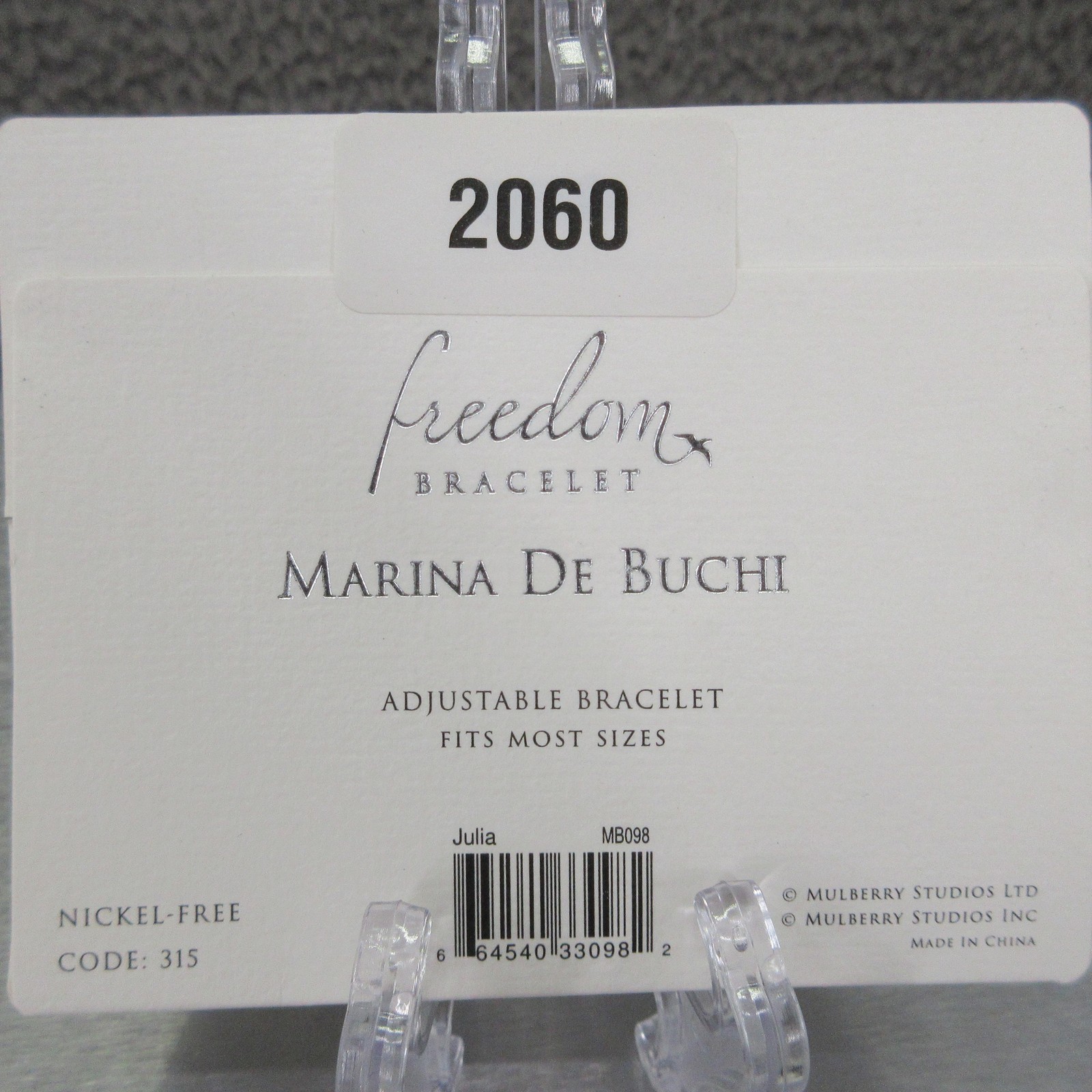 Marina De Buchi Julia Name Freedom Bracelet Gold Tone Adjustable Nickel Free