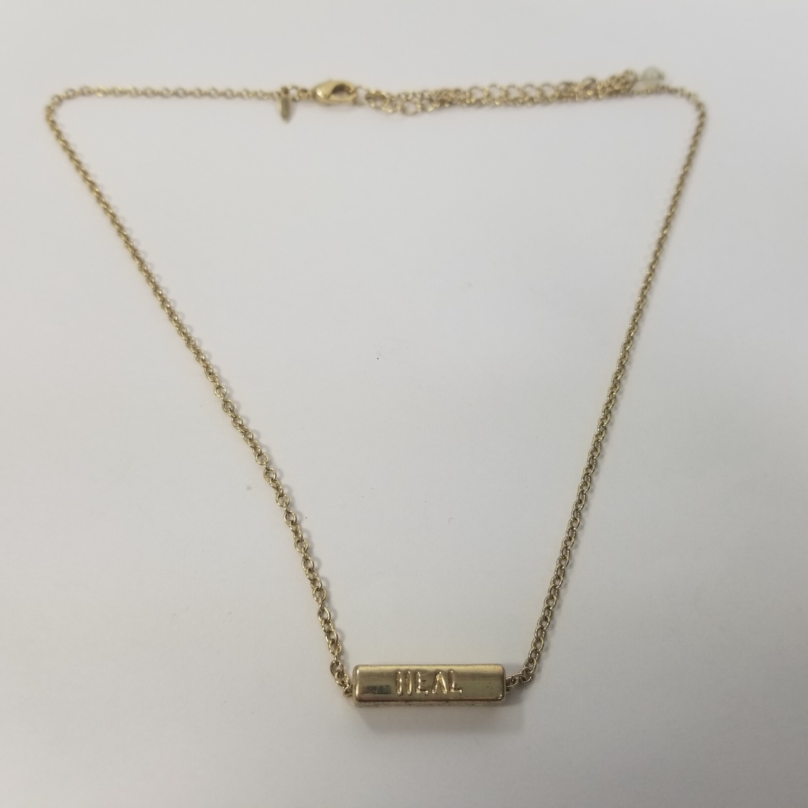 HEAL BALANCE STRENGTH RENEWAL Necklace – Inspirational Gold Tone NRQ
