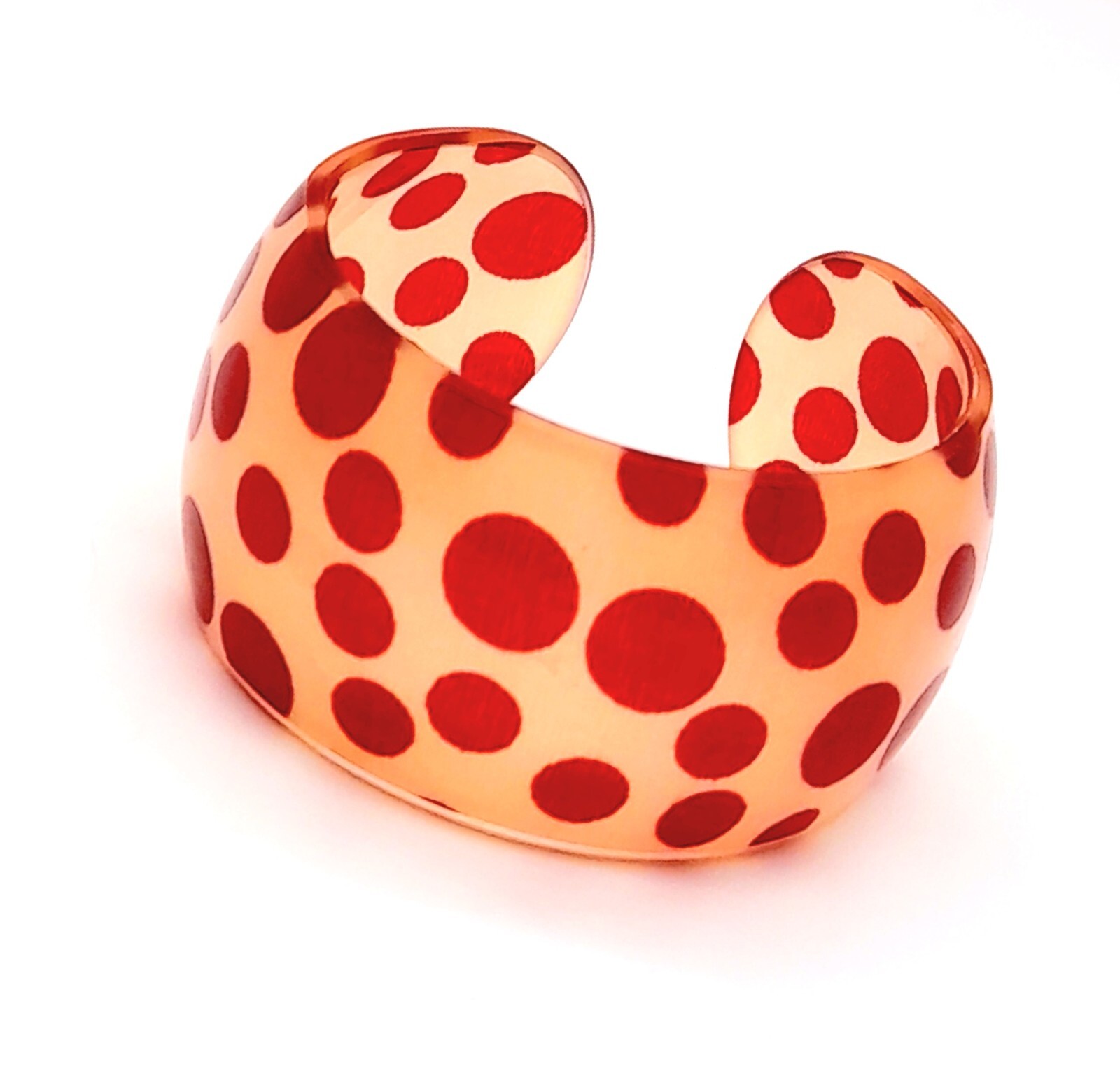 B001 Chunky wide 1.5 inch red polka dot print plastic bangle fashion bracelet