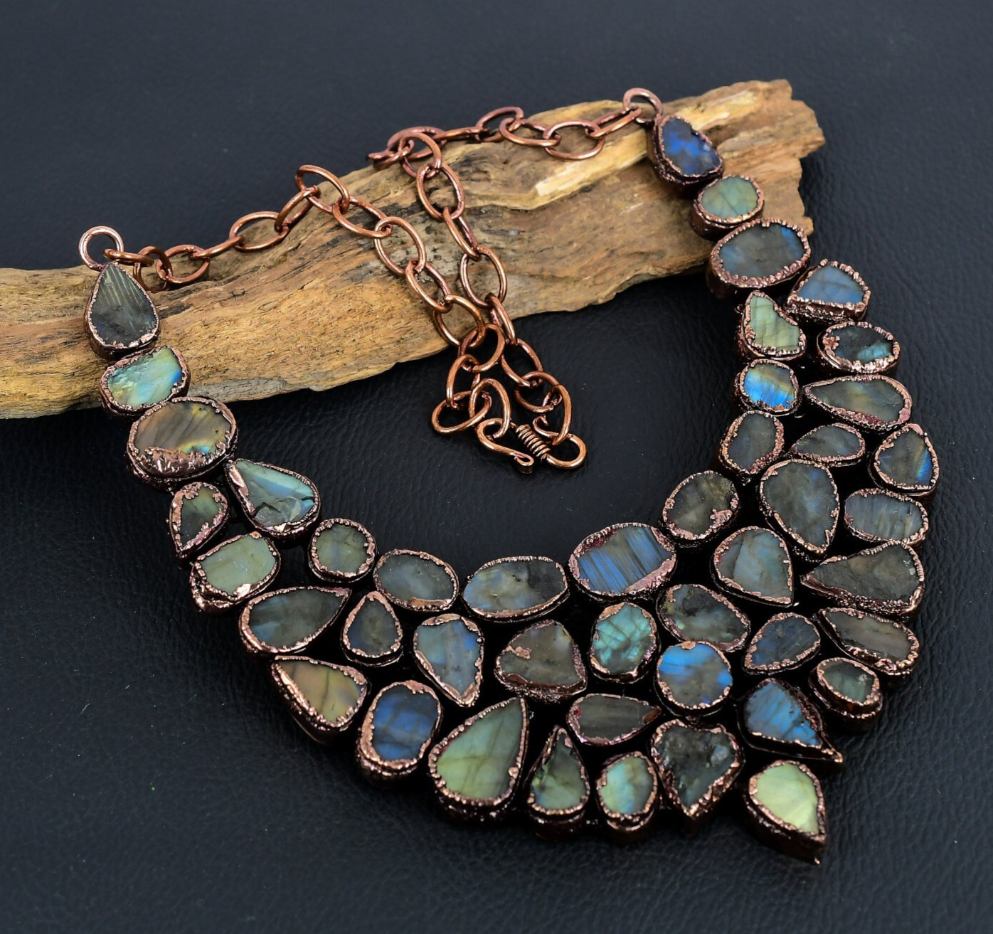 Labradorite Rough Handmade Gemstones Electroformed Necklace Jewelry