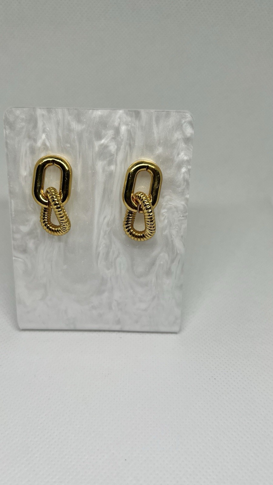 Vintage 1990’s Fashion 18K Yellow Gold Double Link Statement Earrings