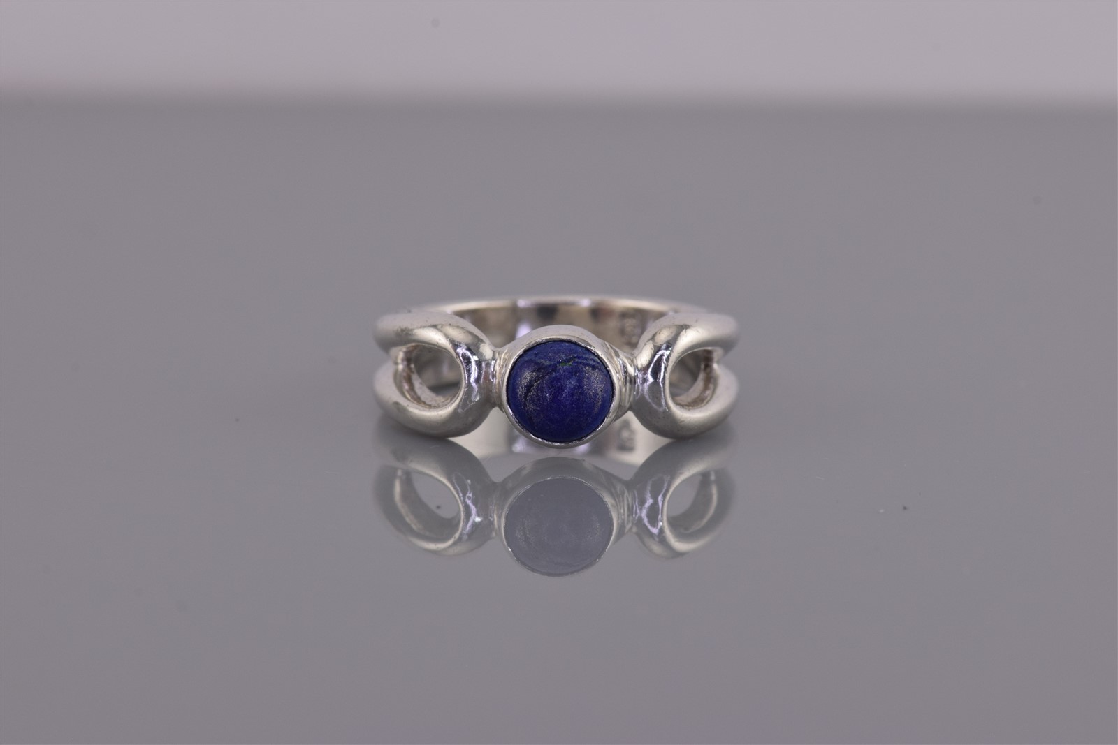 Premier Design Sterling Silver Blue Lapis Button Loop Solid Band Ring 925 Sz: 6