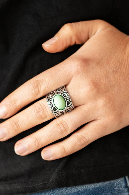 paparazzi green flexible ring