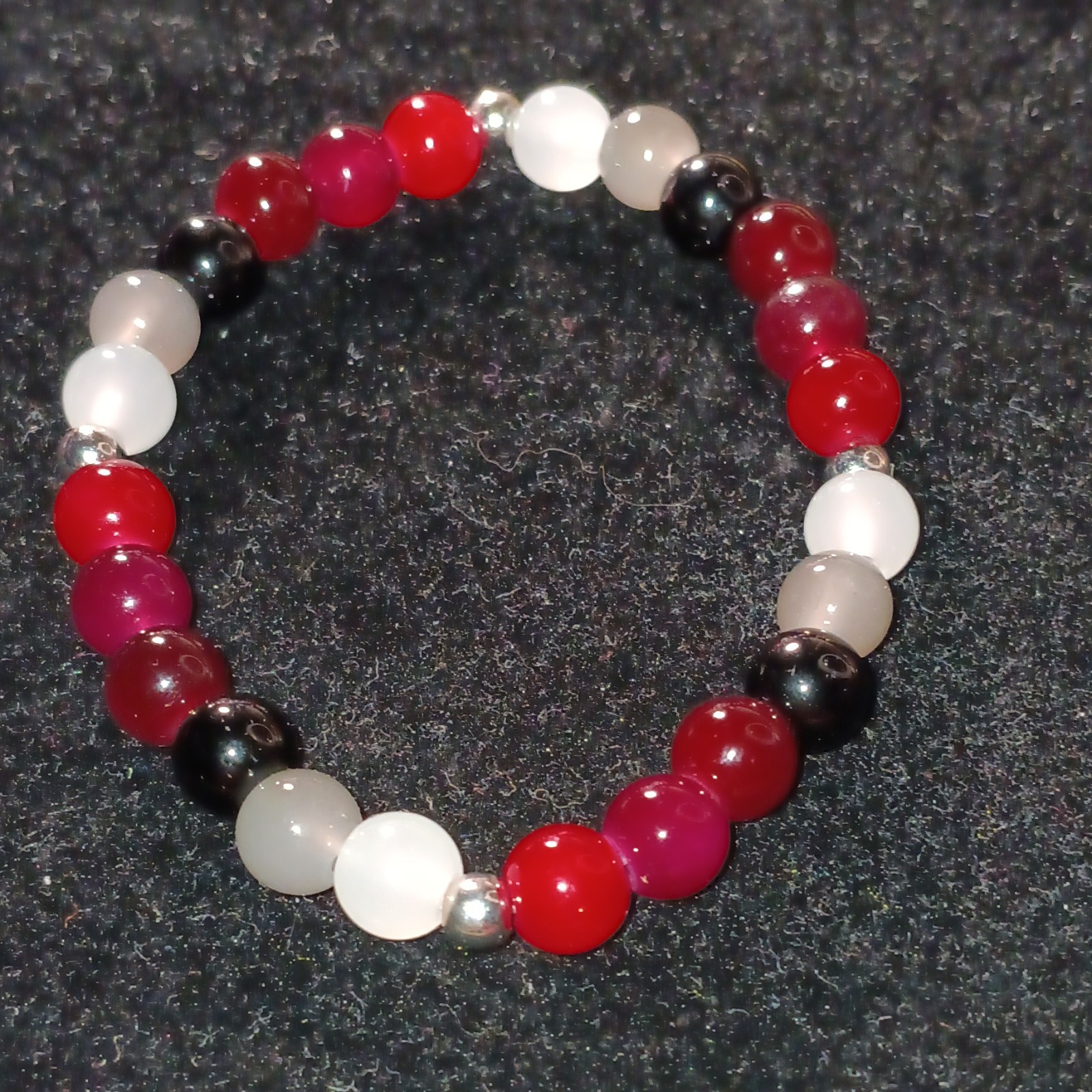 Set of 4 Handmade Multicolor Glass Bead Stretch Slip-On Stackable Bracelets