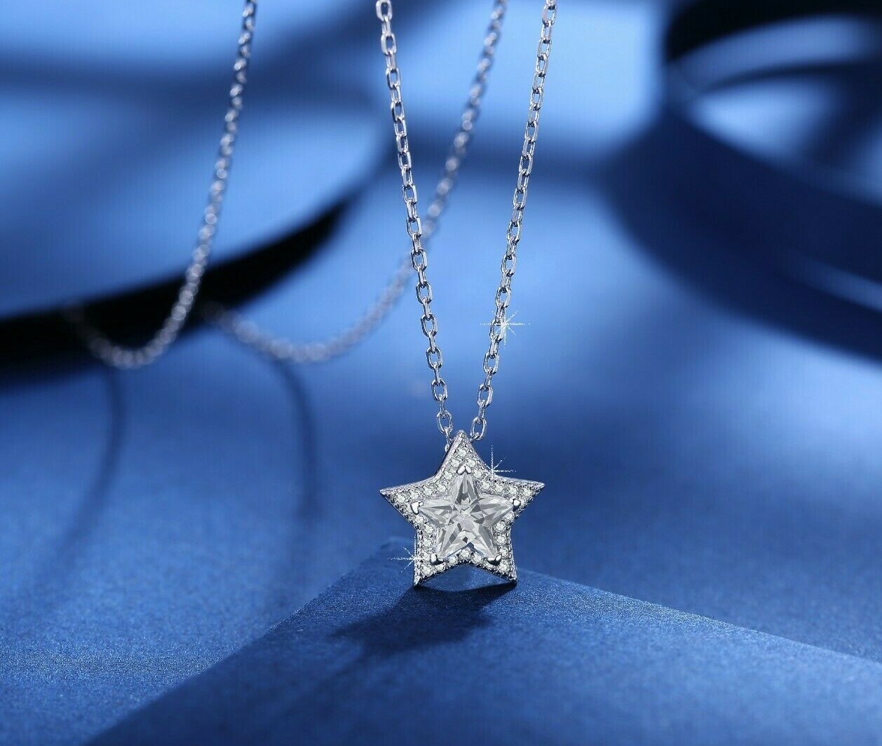 1 Ct Women Simulated Diamond Necklace 14K White Gold Plated Solid Silver Pendant