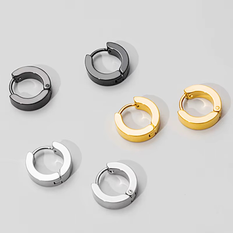1 Pairs Multi Types Unisex Black Gold Color Stainless Steel Earring for Women Me