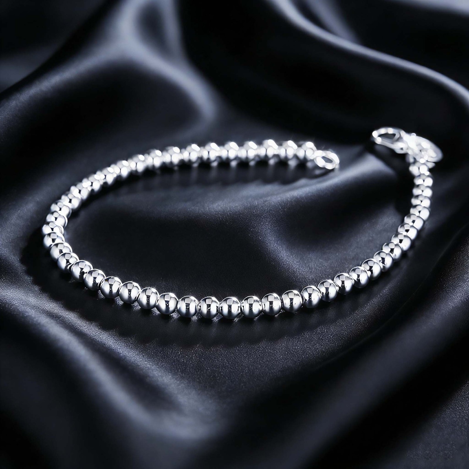 2-Pack Dainty Silver Beaded Bracelets Chic Jewelry for Parties & Everyday Wear