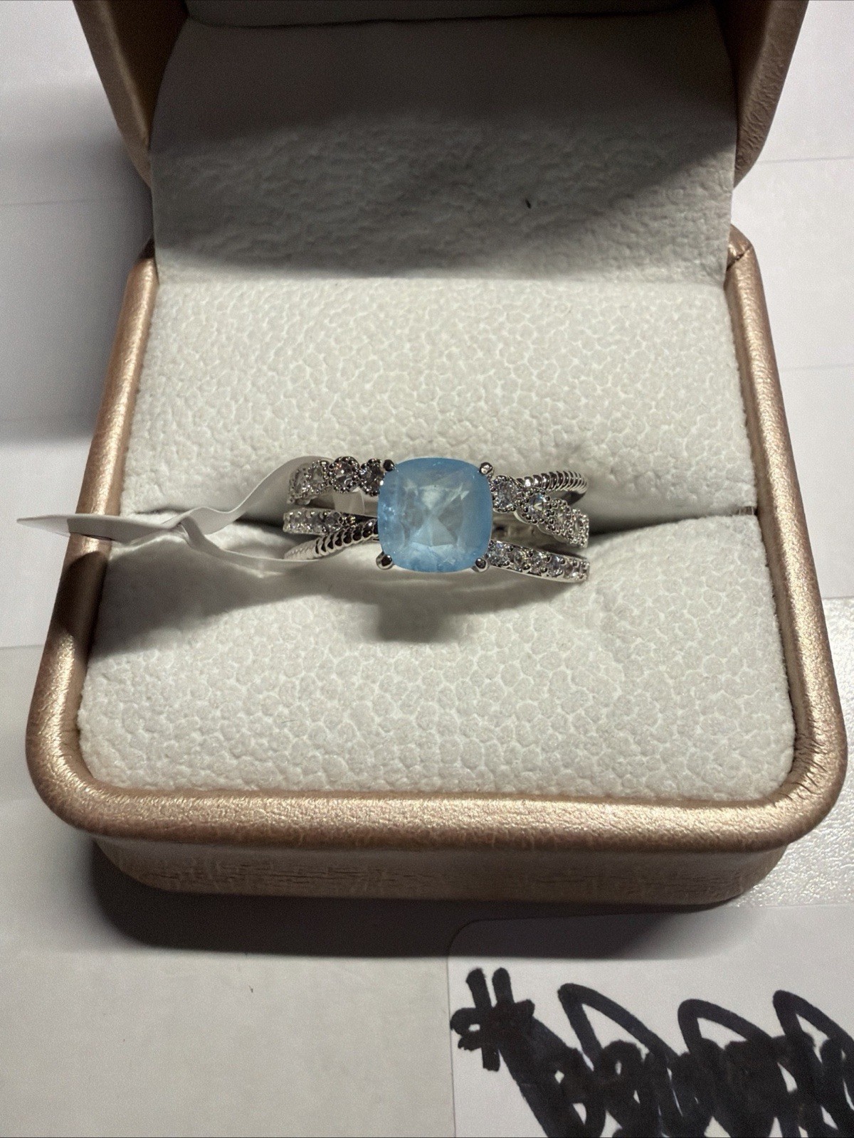 Size 9 Bomb Party Ring – RG36189 Three Suitors, One Prize – Baby Sky Blue Topaz