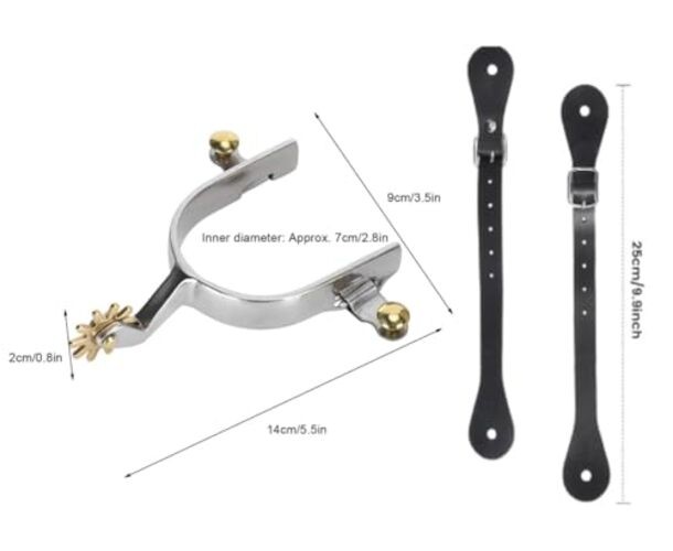 Western Cowboy Spurs, Paired with 6 Holes Spurs Belt, Western Cowboy Spurs
