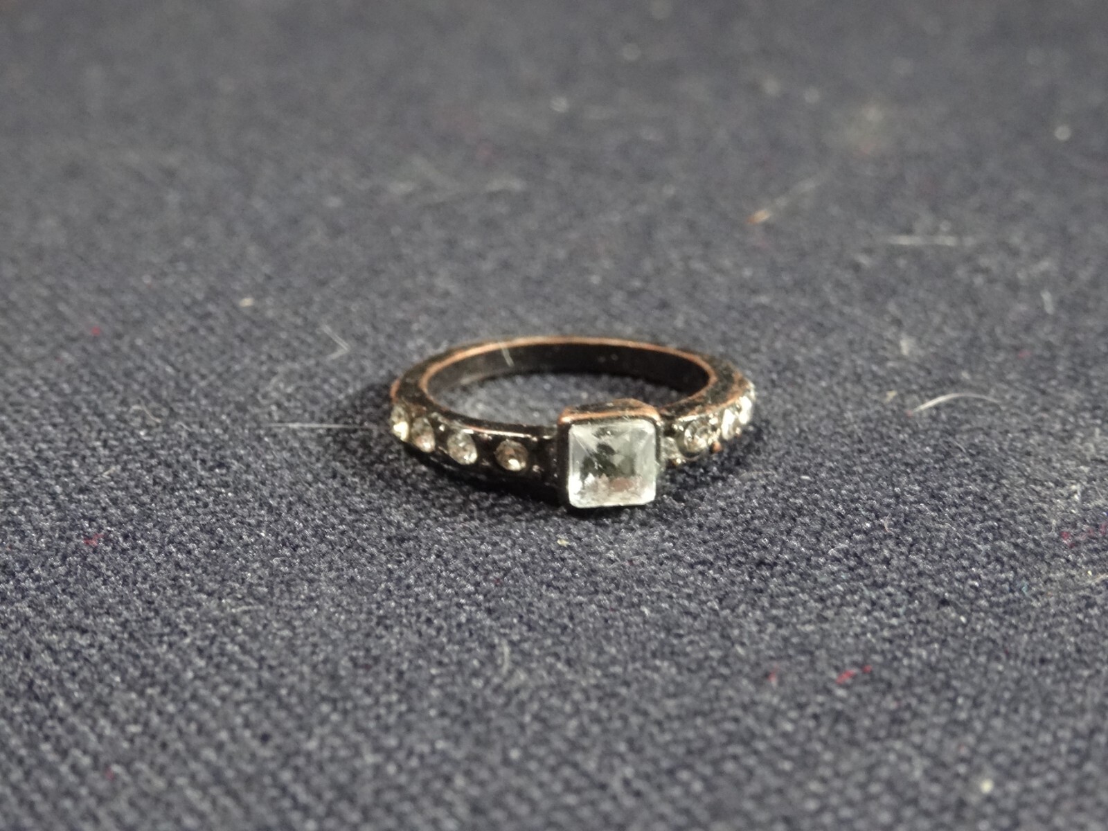 (MJS 3) Vintage Gold Tone and White Sparkly Ring, Size 4.25 or 4.5