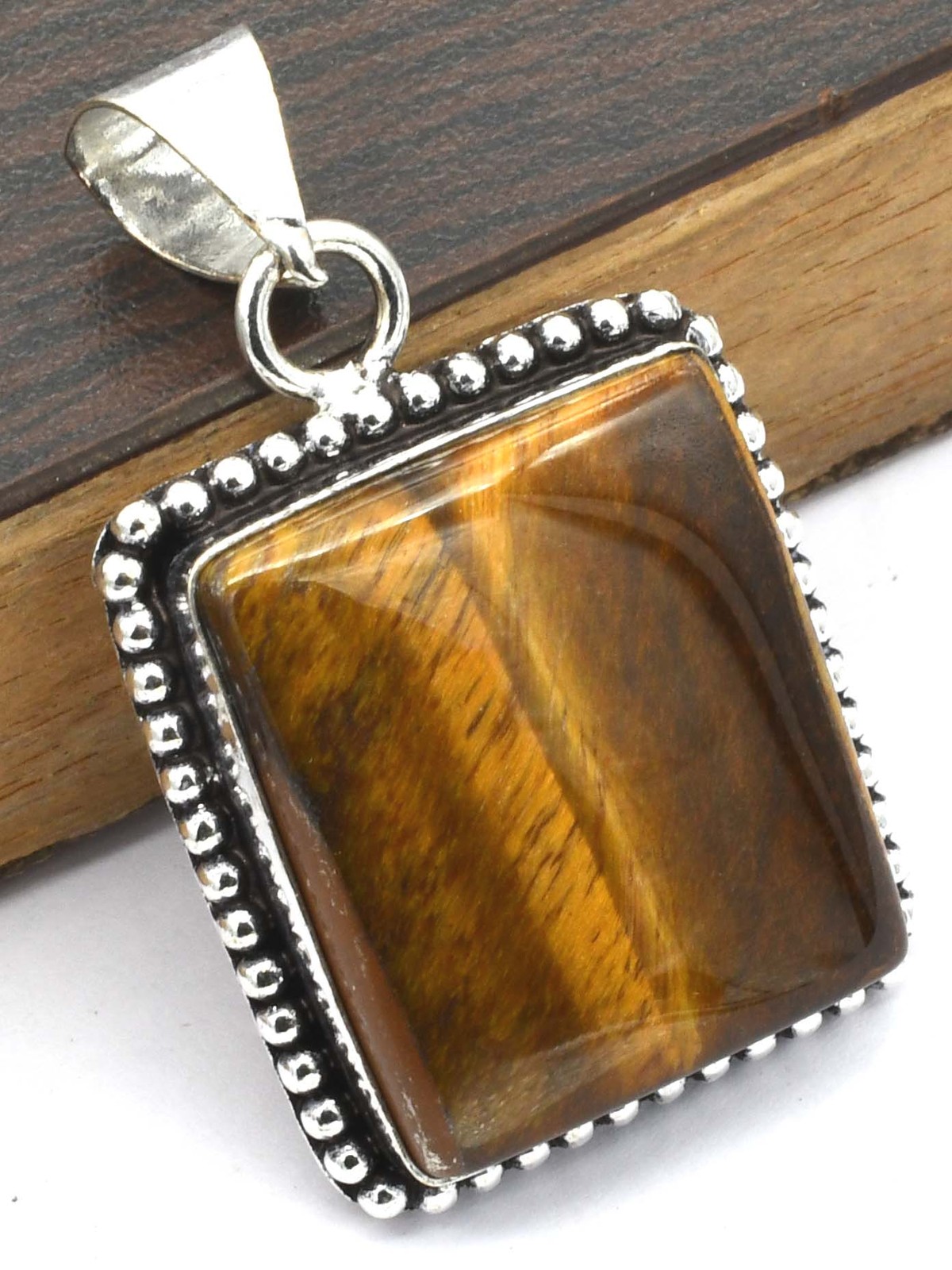 Tiger Eye Gemstone Ethnic Handmade Pendant Jewelry 0.6″ P 3110