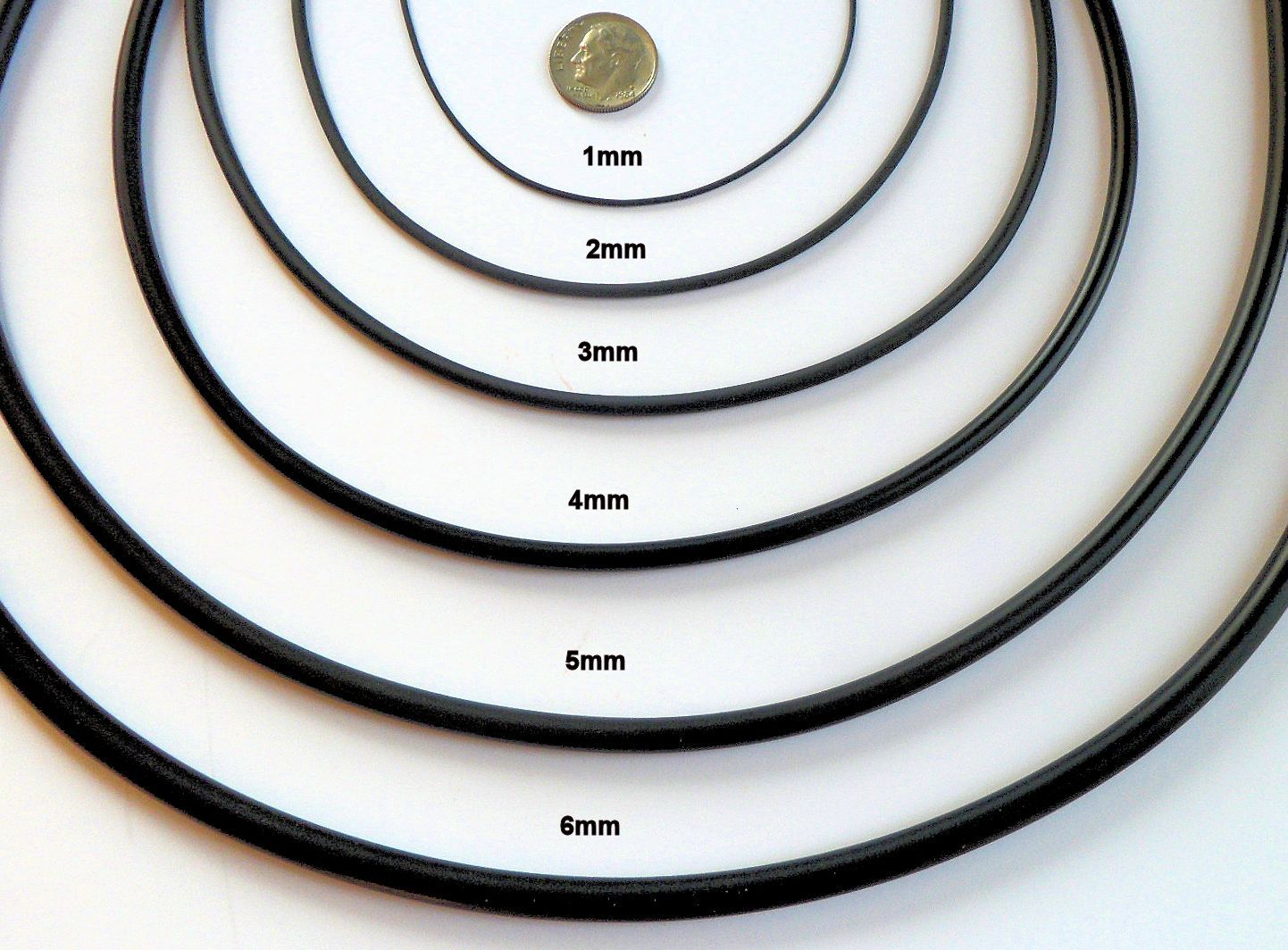 1, 2, 3, 4, 5 or 6mm Black rubber cord necklace sterling pick length USA SELLER