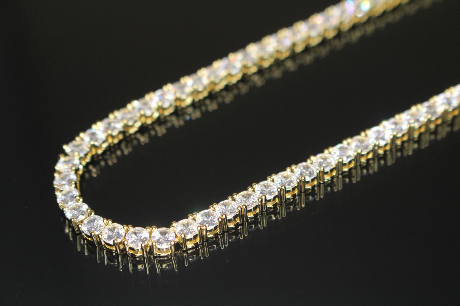 14k STAMPED 4mm Tennis Chain Necklace 70ct Lab Sim VVS1 Diamonds Heavy 54g+ GOLD