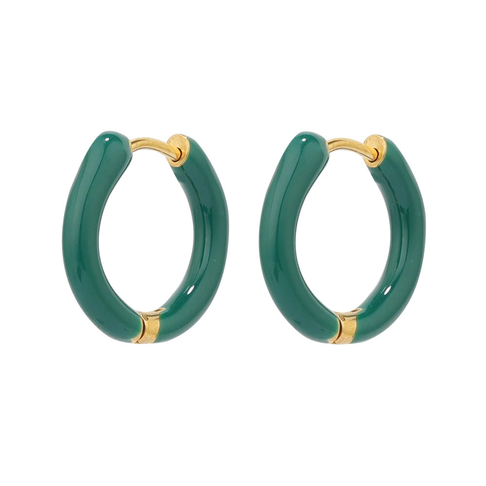 Stainless Steel Enamel Hoop Earrings Candy Color Huggie Small Kids Jewelry