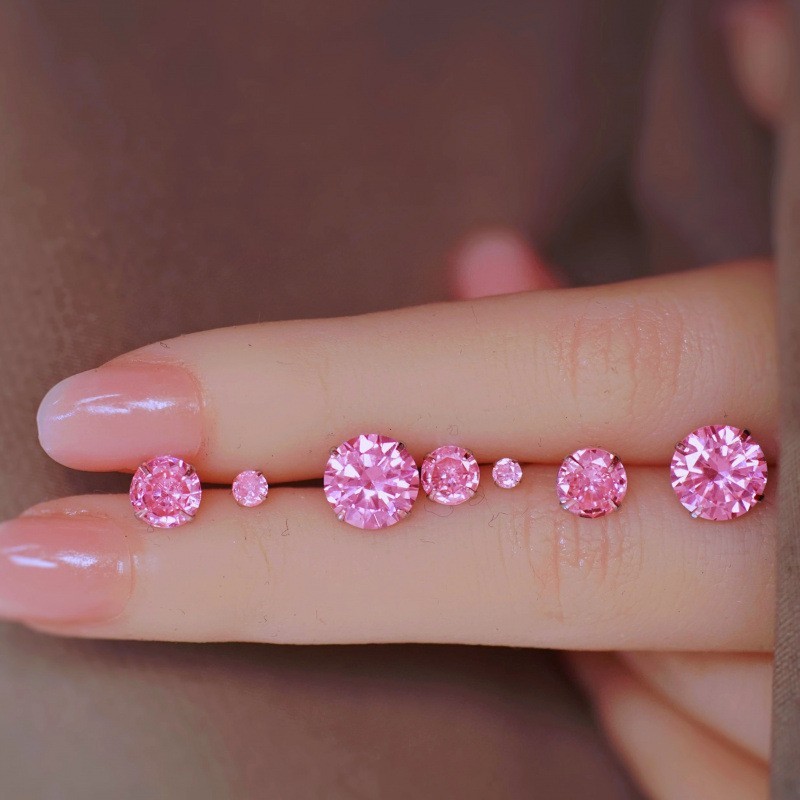 Men Women Pink Round Solitaire CZ 925 Sterling Silver Mini Stud Earrings GIFT