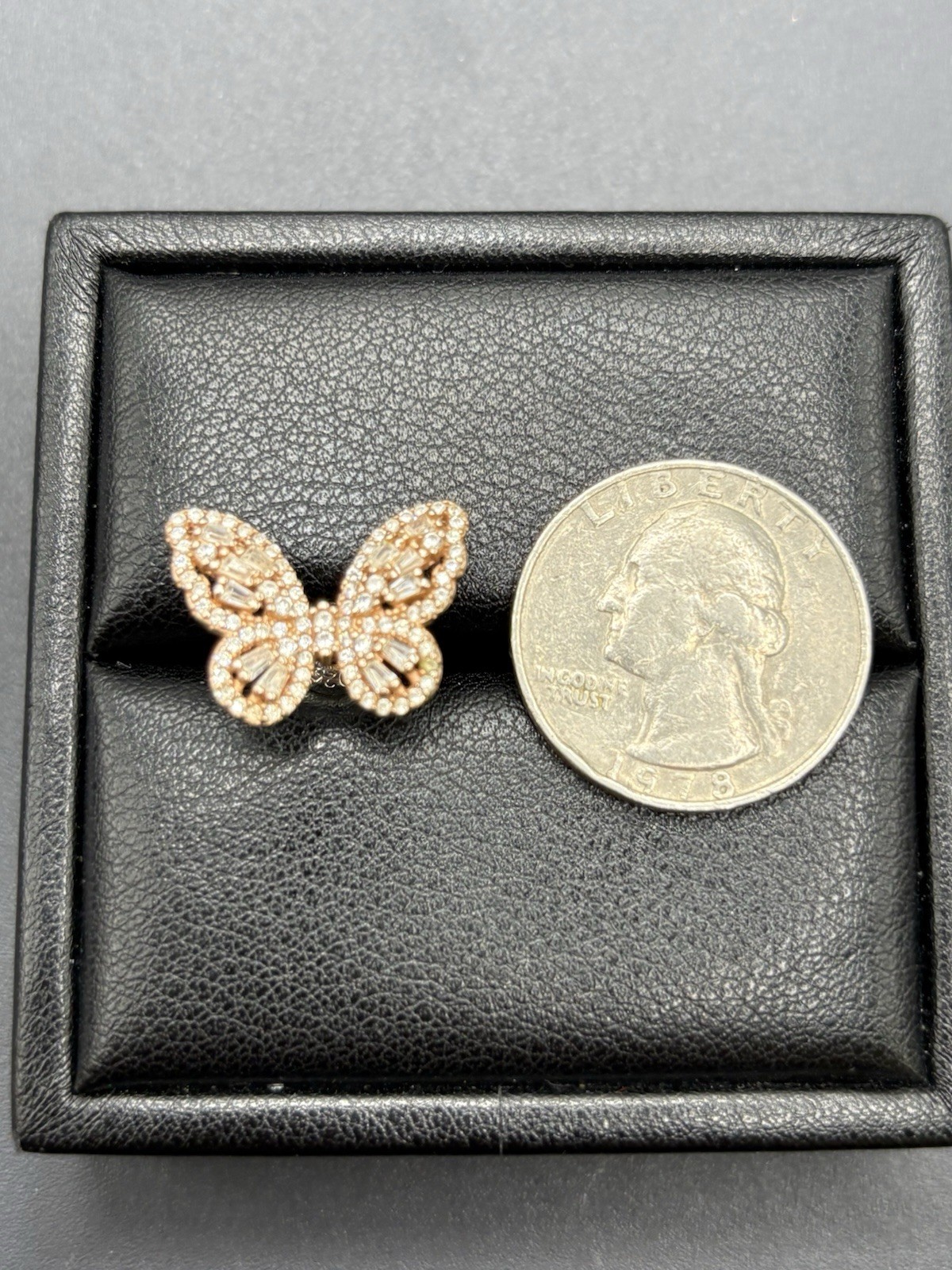 EUC Rose Sterling Silver Cubic Zirconia Butterfly Earrings 4 Grams C17