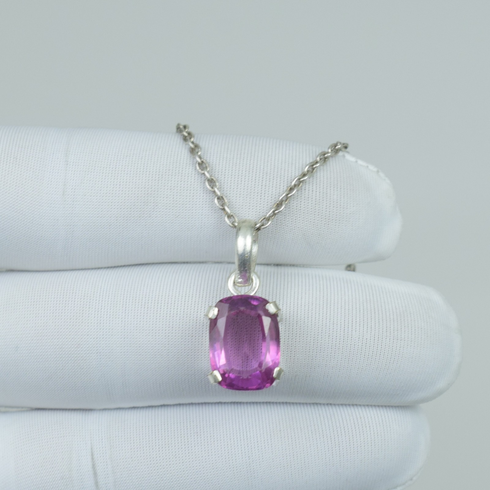 Cushion Shape Pink Kunzite Necklace Jewelry, 925 Sterling Silver 21Cts Pendant,