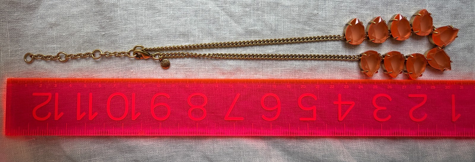 J. Crew orange teardrop crystal stone gold tone necklace gently worn