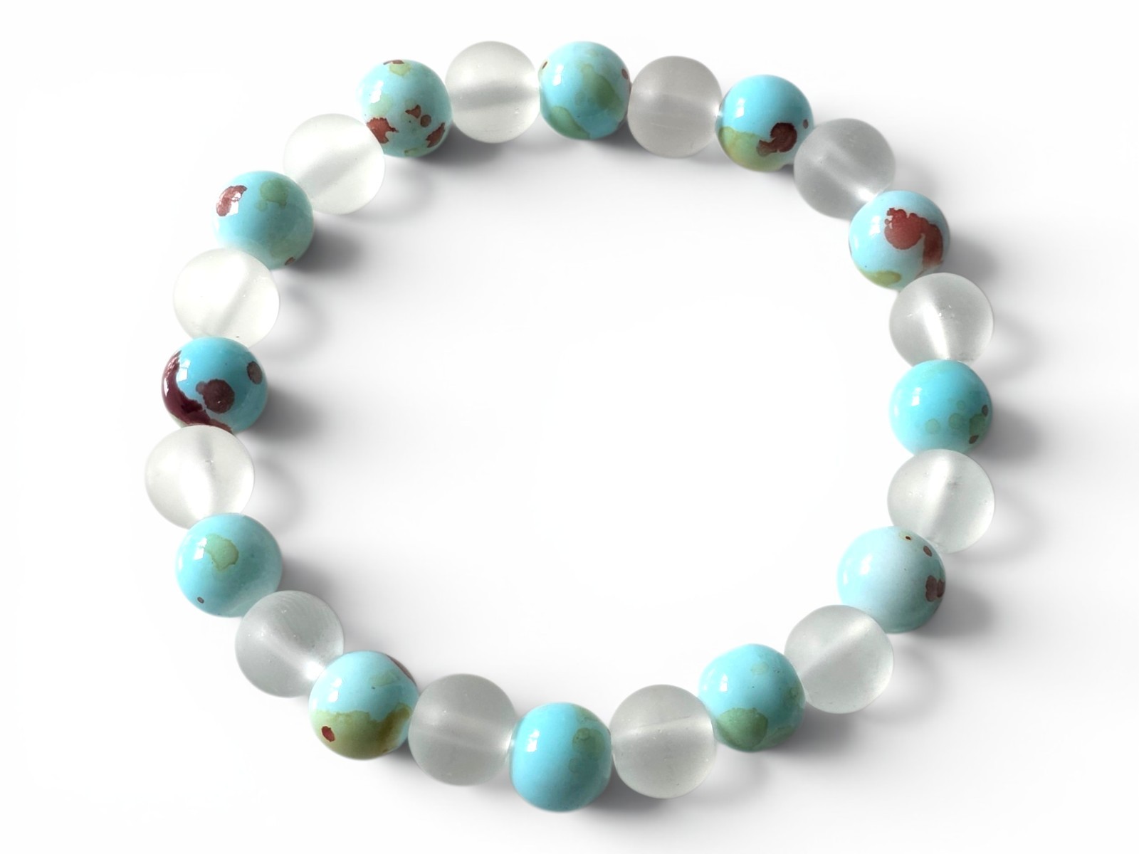 6PCS Natural Stone Bead Bracelet Set Love Luck Anxiety Stress Relief Gift 8mm