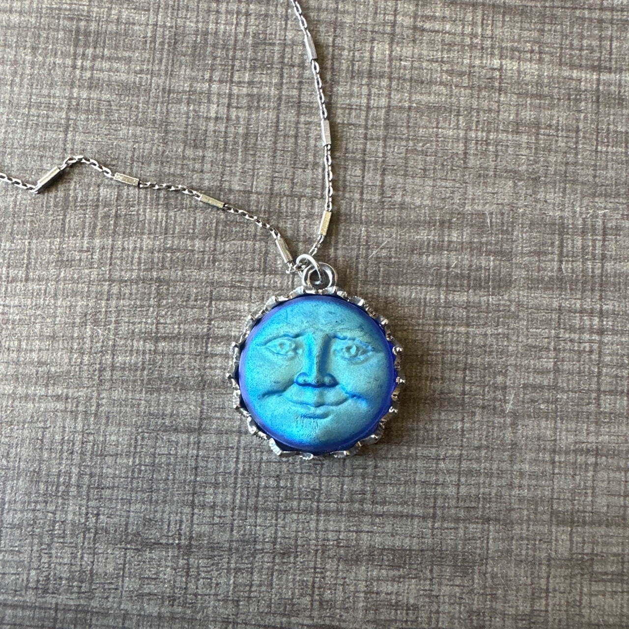 kirks folly inspired blue moon bottle cap silver chain necklace