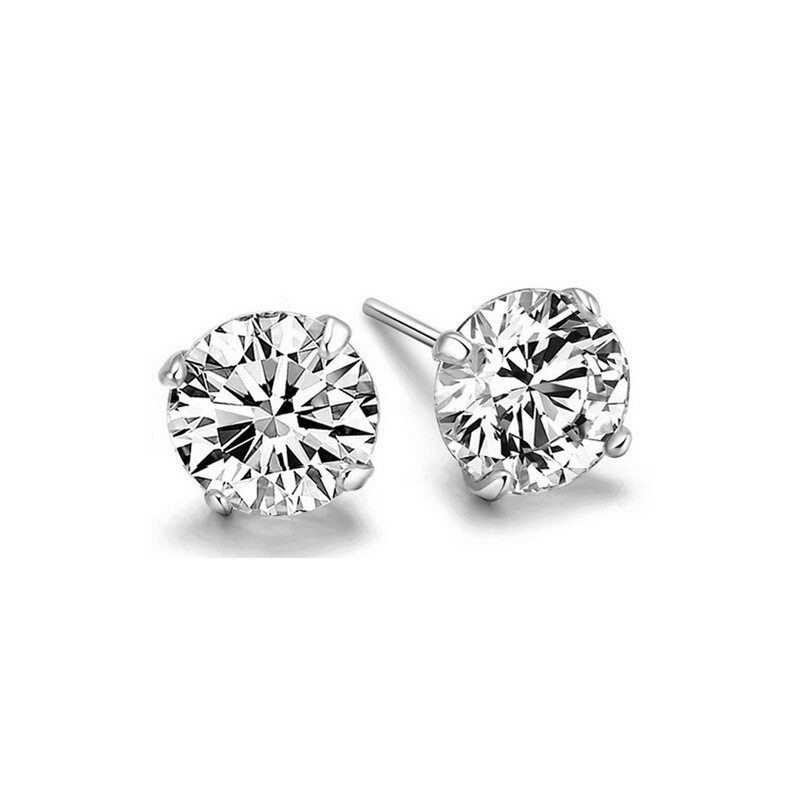 925 Sterling Silver Stud Earrings Cubic Zirconia Clear CZ Womens Earrings Set