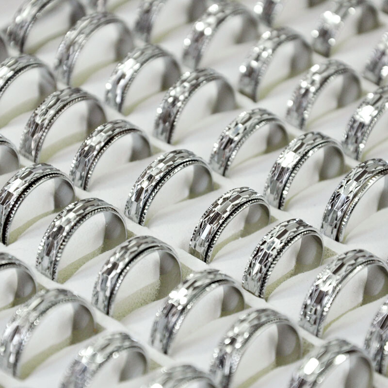 100Pcs Wholesale Lots Pretty Silver Color Women Aluminum Alloy Rings Jewelry