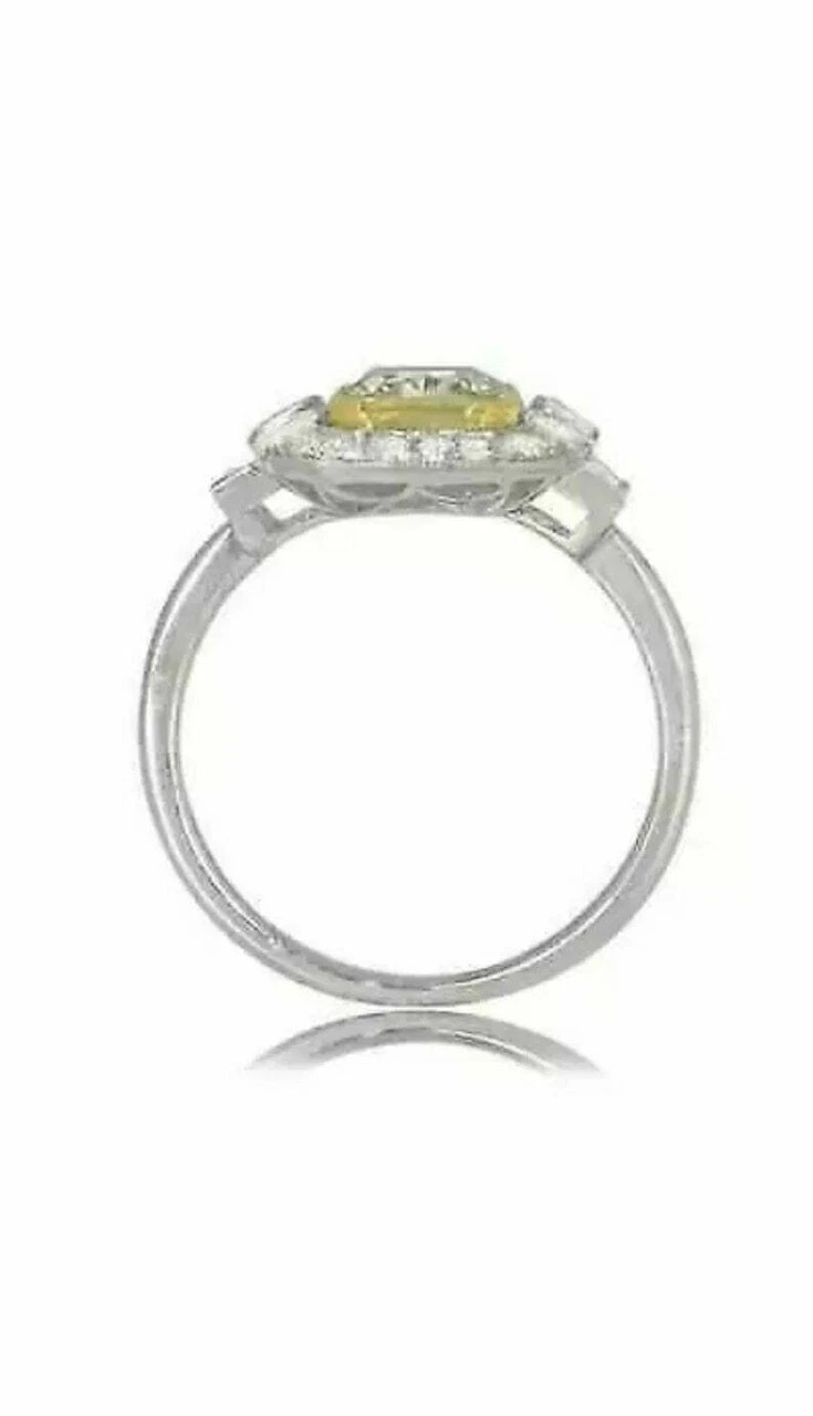 3.10 Round Cut Canary Simulated Diamond Wedding Ring 925 Silver Plating