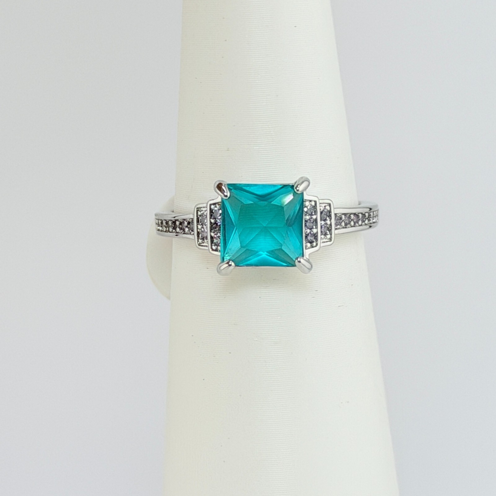 Bomb Party Sz 7 “A Song of Love” RBP2152 RETRO Dark Aquamarine Rhodium