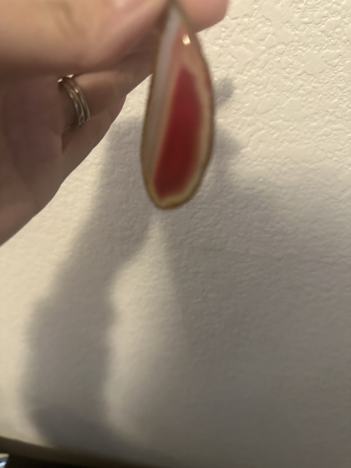 Natural Pink Agate Slice With Hook For Necklace