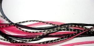 5 Feather Hair Extension Pink & Black Mix 6-11 Feathers for Hair Extension Inclu