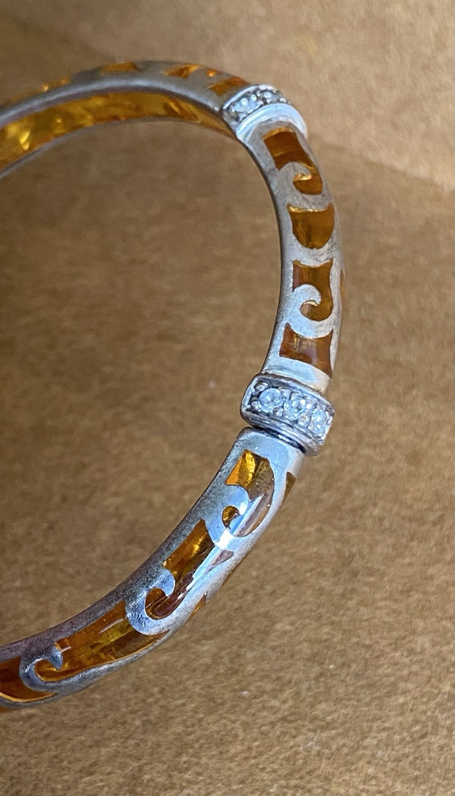 ANGELIQUE DE PARIS 925 Sterling Silver Resin VERANDA Bracelet SIGNED AP ~France