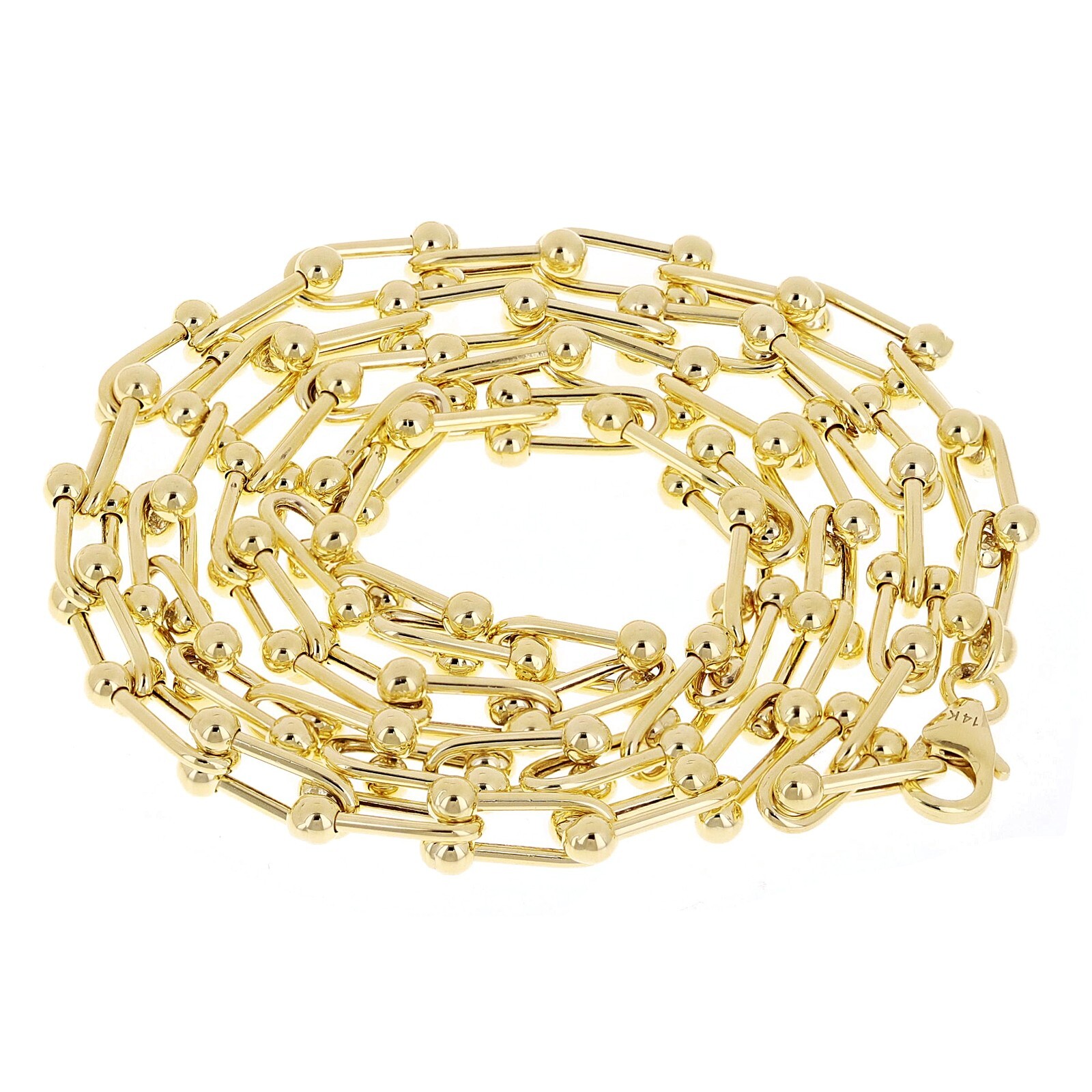 Italian 14k Yellow Gold Semi-Solid U-Link Chain Necklace 18″ 5mm 13.8 grams