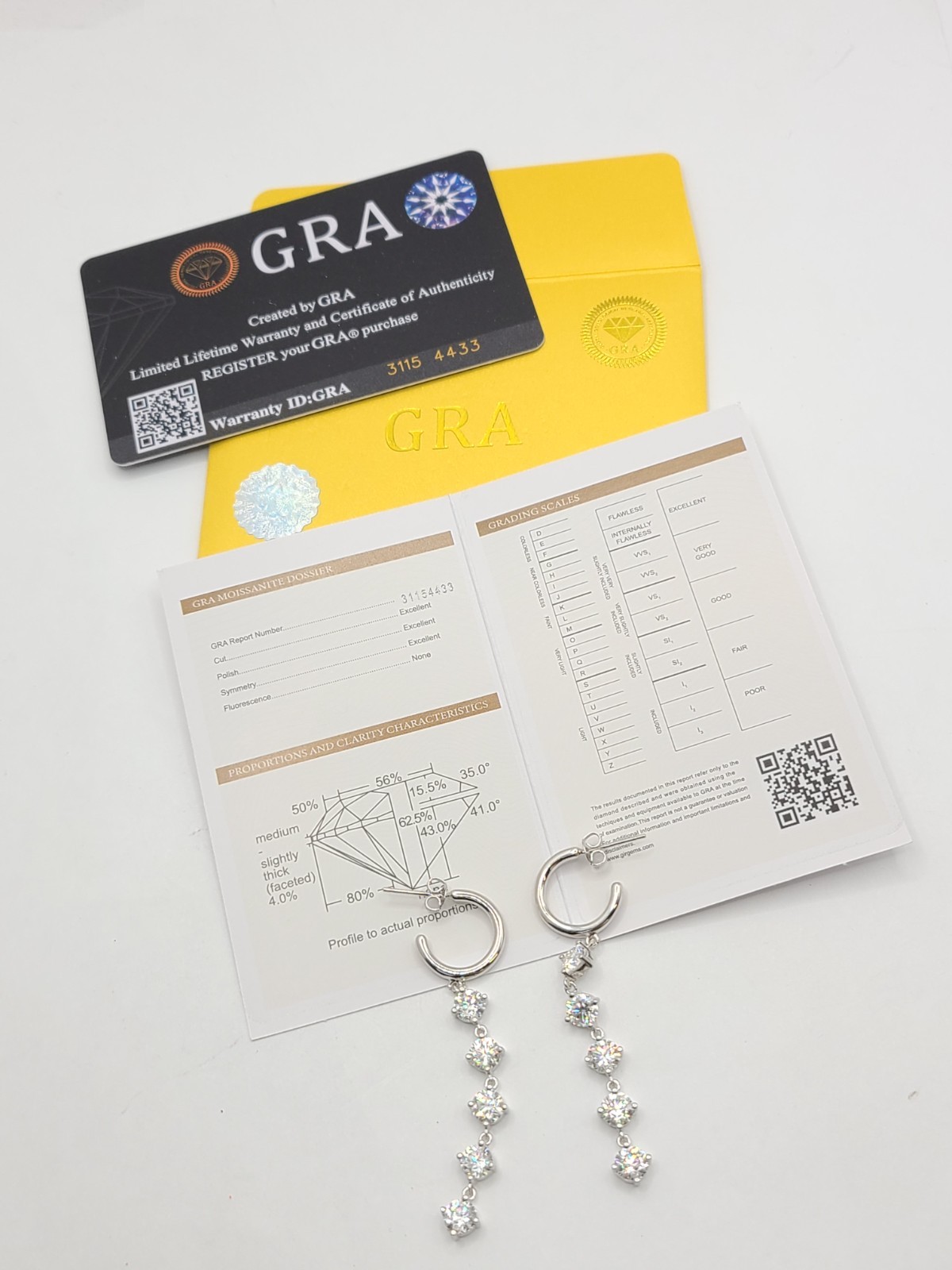 GRA 3.00cttw Moissanite 14mm Huggie Hoop Dangling Crystal Earrings Silvertone