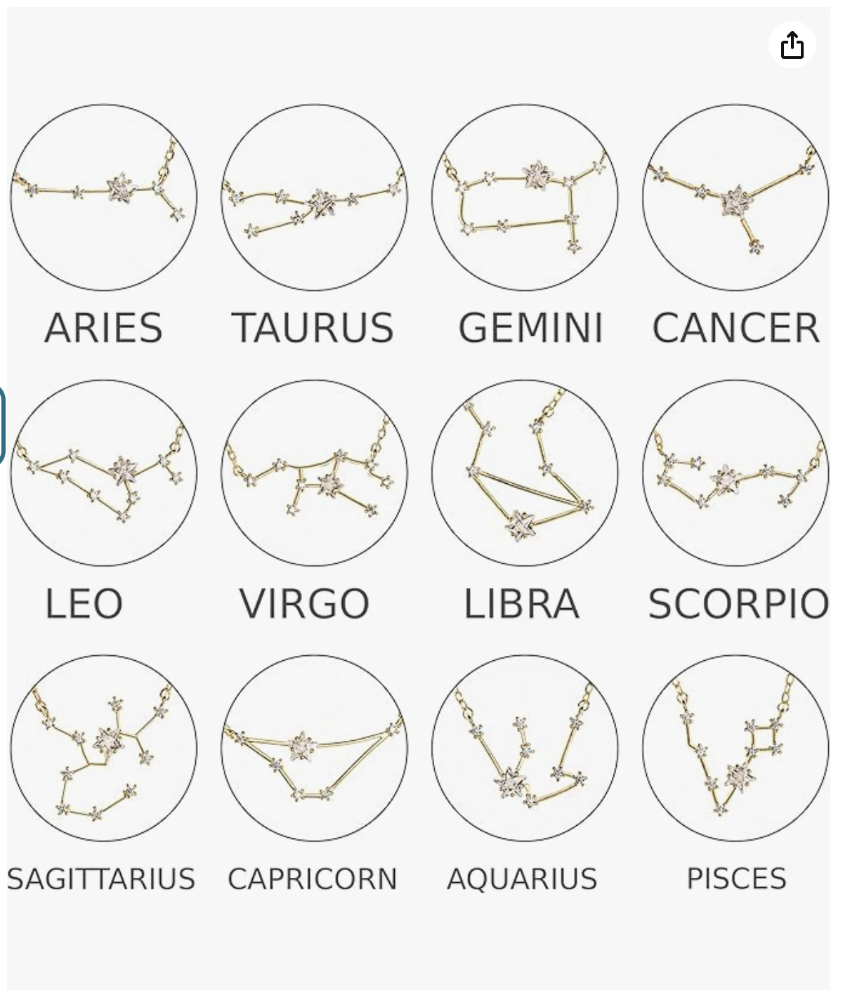 Zodiac Constellation Necklace with Crystals, Celestial Jewelry, Astrology Gift