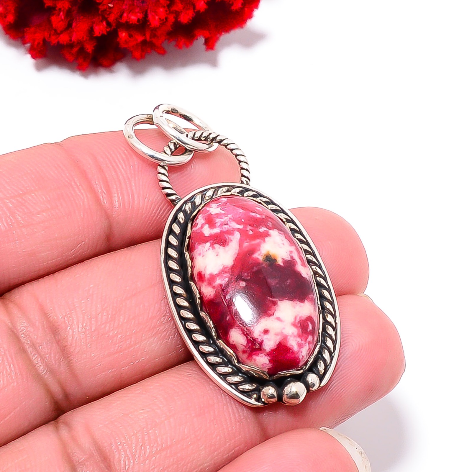 Pink Thulite – Norway Designer Handmade 925 Sterling Silver Pendant 1.79 P99857