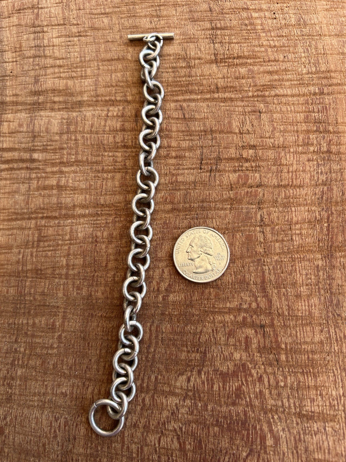Rolo Chain Link Toggle Bracelet Sterling Silver .925. Gram wt. 34