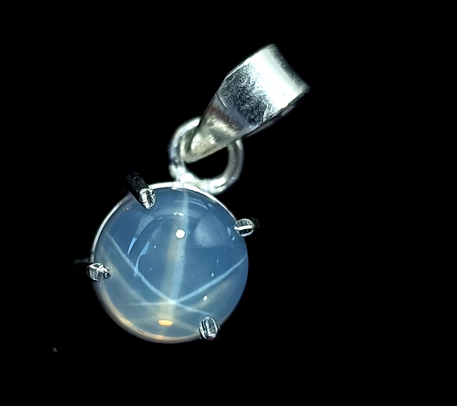 14.35 Ct Natural 6 Ray Star Sapphire Pendant in Silver Round Jewelry With Chain