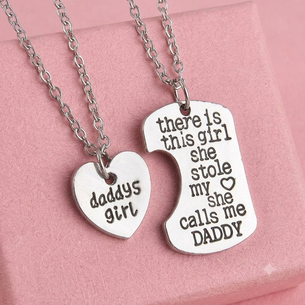 Daddys Girl Necklace Set Father Daughter Matching Heart Pendant Jewelry Gift 1PC