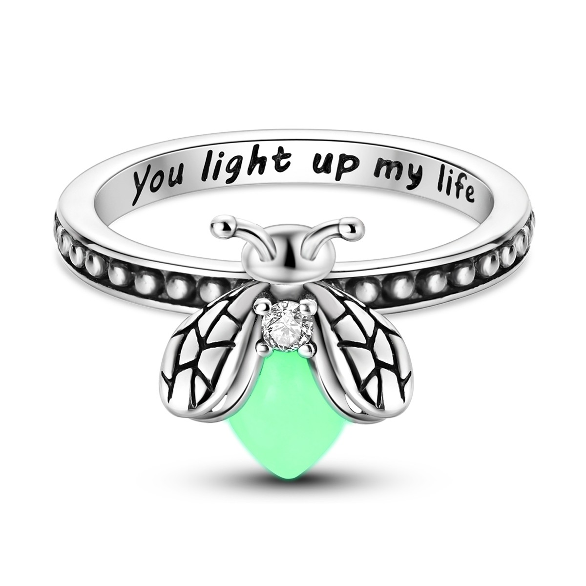LAZA 925 Sterling Silver Luminous Firefly Finger Ring AAA CZ Women Jewelry