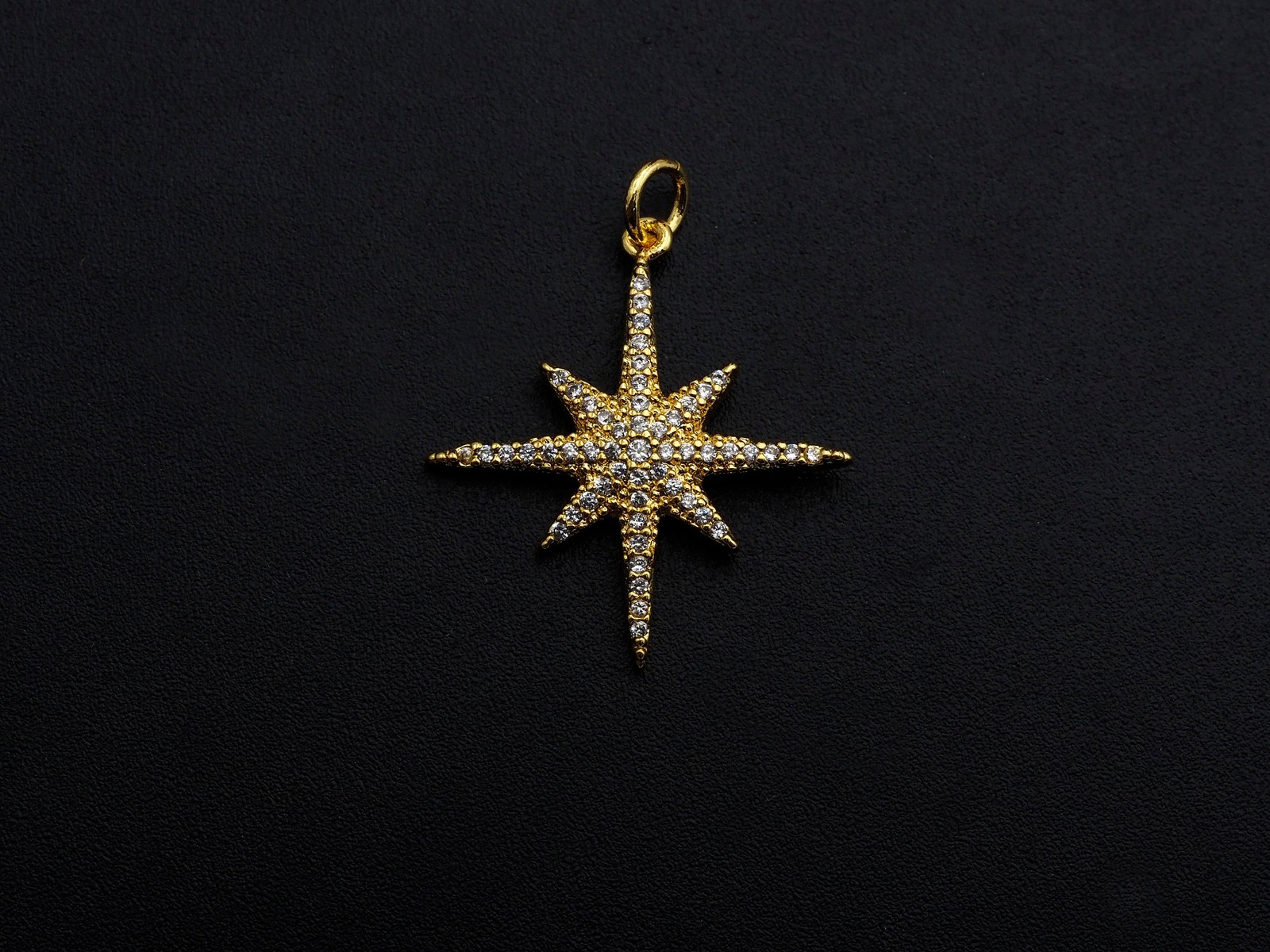 Clear CZ Micro Pave North Star Shaped Pendant/Charm, Star Cubic Zirconia