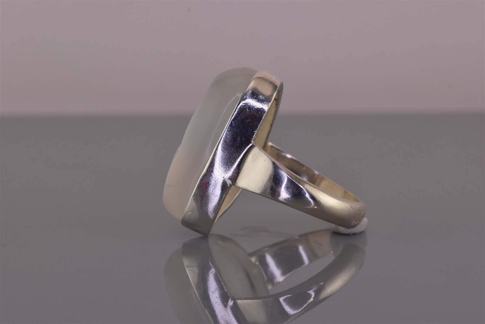Sterling Silver 25mm White Druzy Quartz Statement Band Ring 925 Sz: 7